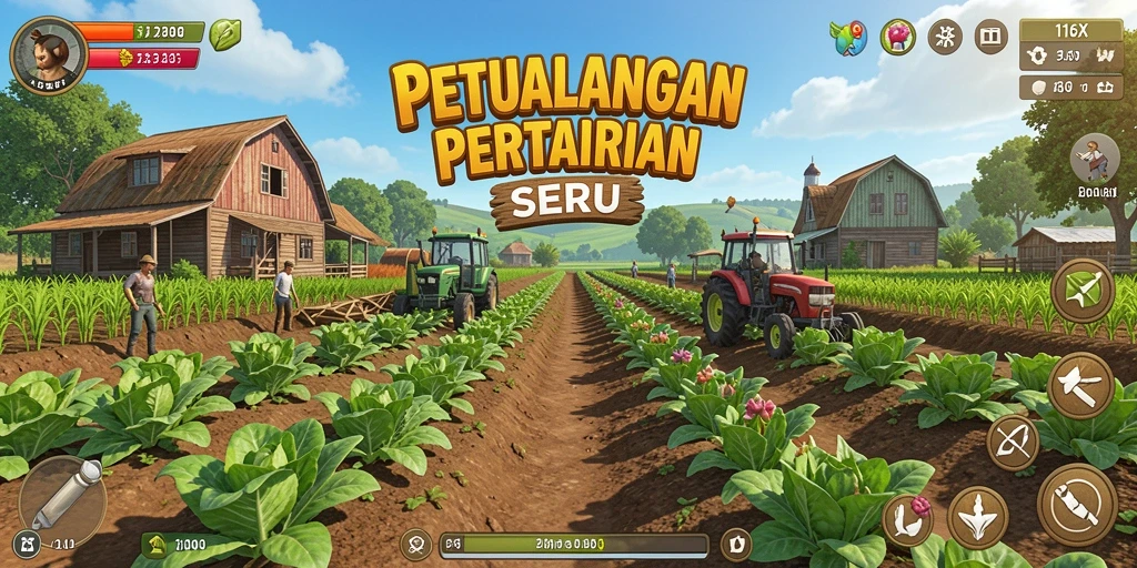 Tangkapan layar gameplay menunjukkan aktivitas bertani yang menyenangkan.