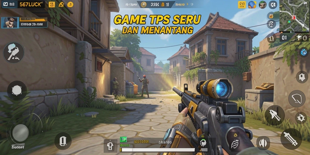 Screenshot 567LUCK menampilkan aksi pertempuran TPS yang seru.