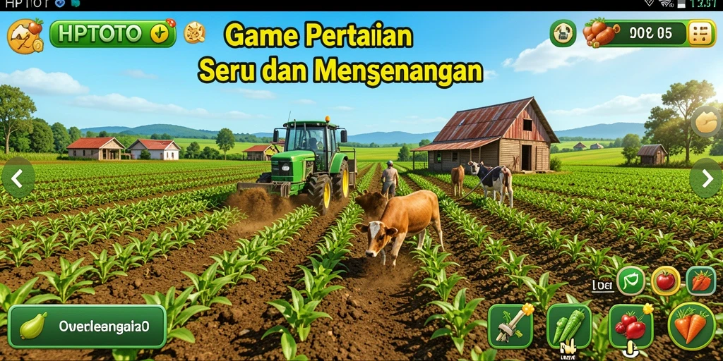 Screenshot gameplay HPTOTO yang menampilkan kebun yang indah dan interaksi sosial.