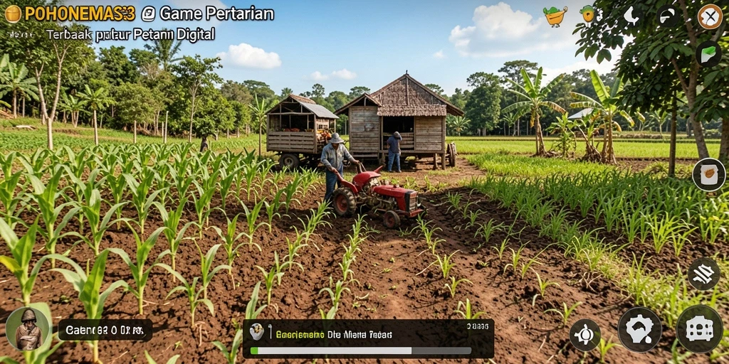 Tampilan menarik gameplay bertani di POHONEMAS33.