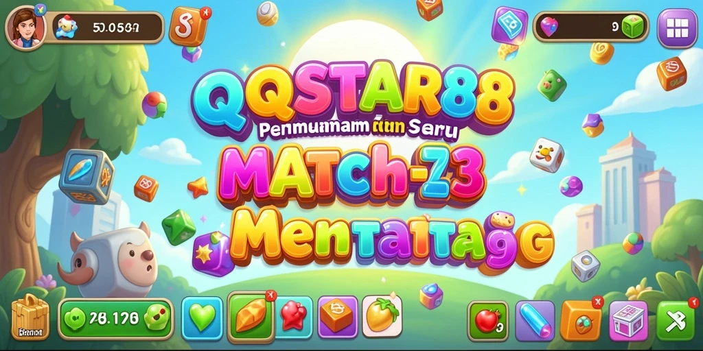 Screenshot gameplay QQSTAR88 menampilkan keseruan permainan Match-3.