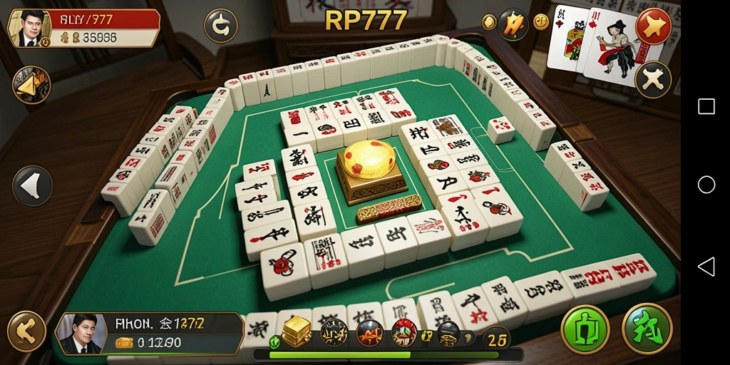 Tampilan gameplay seru dalam RP777 menampilkan strategi Mahjong yang menantang.