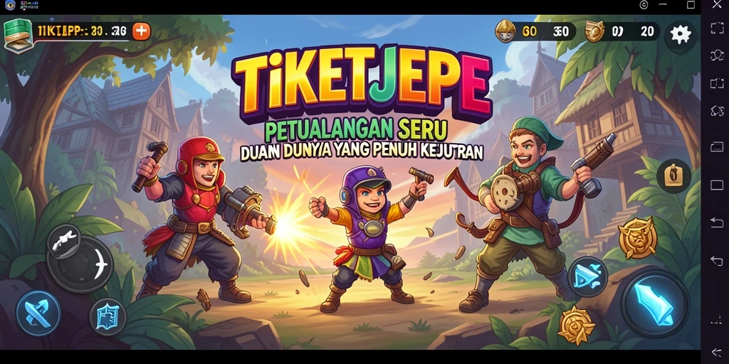Tampilan gameplay seru TIKETJEPE dalam dunia petualangan yang luas.